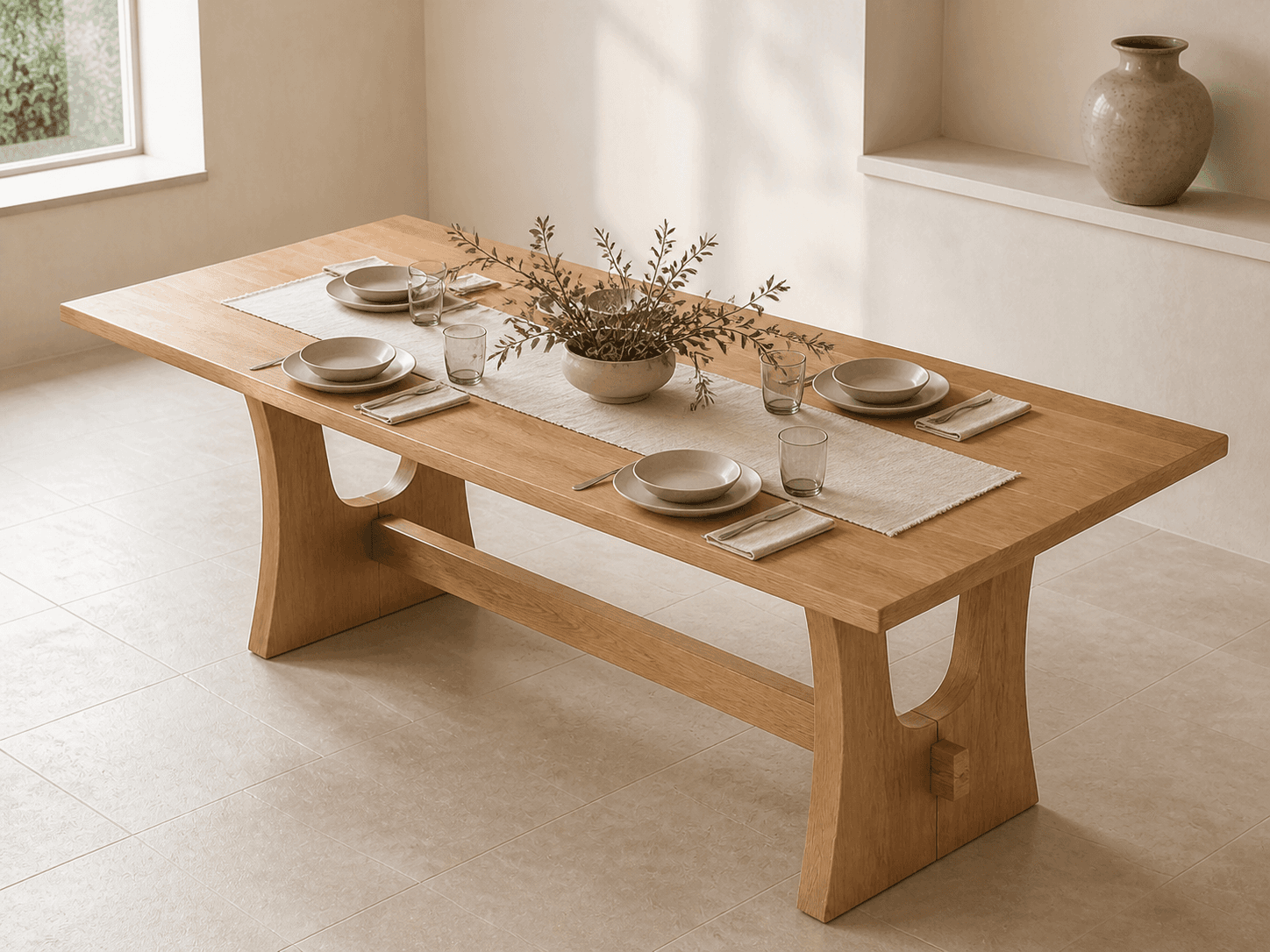 Ridgeline dining table in white oak
